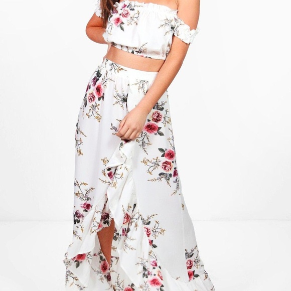 2 piece crop top and maxi skirt